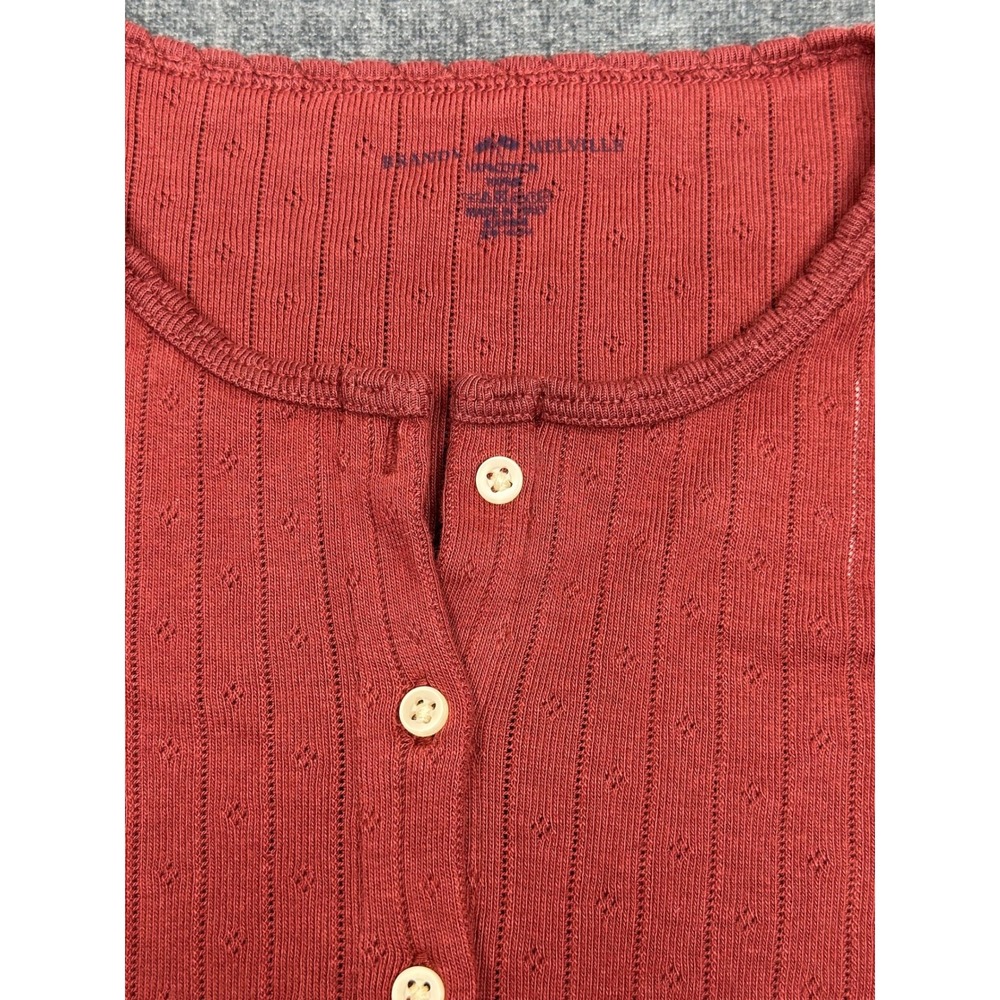 Brandy Melville Rust Red Pointelle Button Down Long Sleeve Cardigan Top NEW - Picture 10 of 11